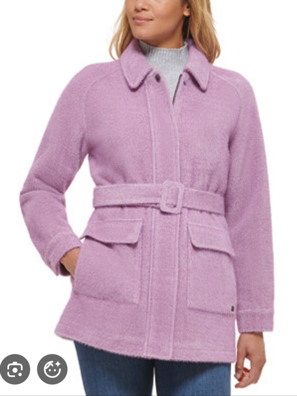 Calvin Klein Lavender Belted Coat